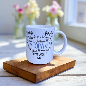 Keramiktasse Opa Vatertag personalisiert Namenstasse Kaffeetasse Kaffeebecher Teetasse - Artikel-Nr. 1100007